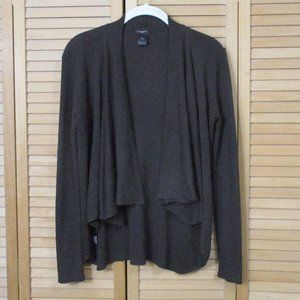 Ann Taylor Brown Open Drape Front Ribbed Knit Cardigan SP